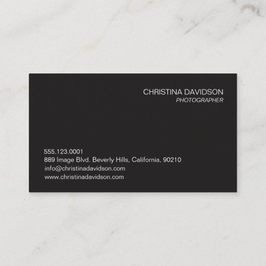 カスタマイズ可能なフォトグラファーのポートフォリオ 名刺 (裏面)