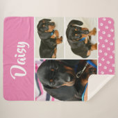 カスタマイズ可能なフォトコラージペットドッグ名 シェルパブランケット (正面(横))