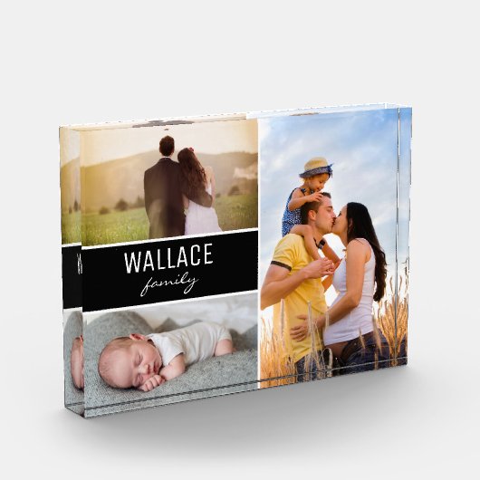 カスタマイズ可能なフォトコラージュ家族のスクリプトキープサケ フォトブロック (左)