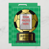 カスタマイズ可能なフォトゴールデンサッカーボール招待状 招待状 (正面/裏面)