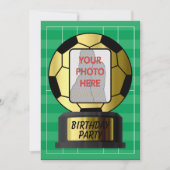カスタマイズ可能なフォトゴールデンサッカーボール招待状 招待状 (正面)