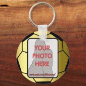 カスタマイズ可能なフォトゴールデンサッカーボール キーホルダー (裏面)