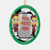 カスタマイズ可能なフォトサッカーガールアワードオーナメント セラミックオーナメント (右)