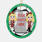 カスタマイズ可能なフォトサッカーガールアワードオーナメント セラミックオーナメント (左)