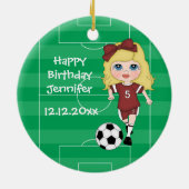 カスタマイズ可能なフォトサッカーガールアワードオーナメント セラミックオーナメント (裏面)