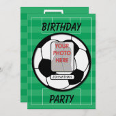 カスタマイズ可能なフォトサッカーボールパーティー 招待状 (正面/裏面)
