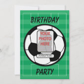 カスタマイズ可能なフォトサッカーボールパーティー 招待状 (正面)