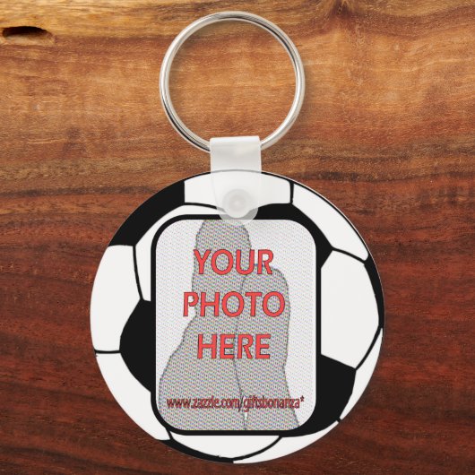 カスタマイズ可能なフォトサッカーボール キーホルダー (正面)