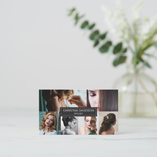 カスタマイズ可能なフォトサロンメイクアップ美容師 名刺 (スタンド正面)
