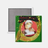 カスタマイズ可能なフォトフレームクリスマスマグネット マグネット (正面/裏面)