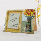 カスタマイズ可能なフォトフレームファンの花瓶 カード (黄色い花)