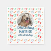 カスタマイズ可能なフォトポープリントドッグ誕生日パーティー スタンダードカクテルナプキン (正面)