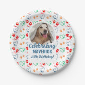 カスタマイズ可能なフォトポープリントドッグ誕生日パーティー ペーパープレート (正面)