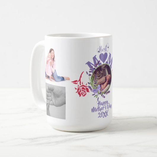 カスタマイズ可能なフォトマザーズデイクラシックマググ コーヒーマグカップ (正面左)
