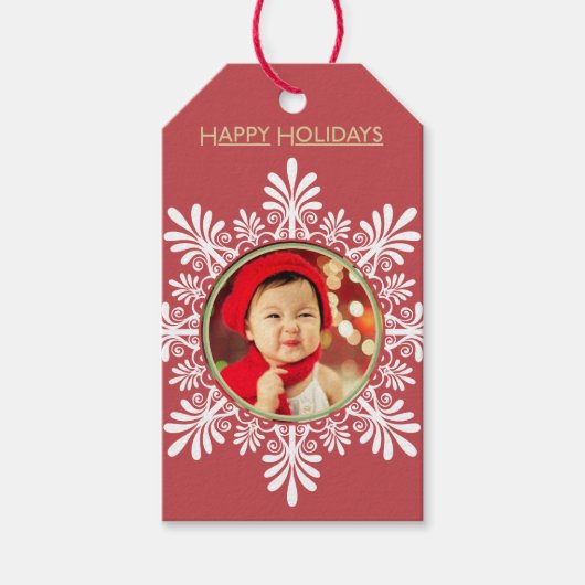 カスタマイズ可能なフォトレッドギフトラベル ギフトタグ (正面)