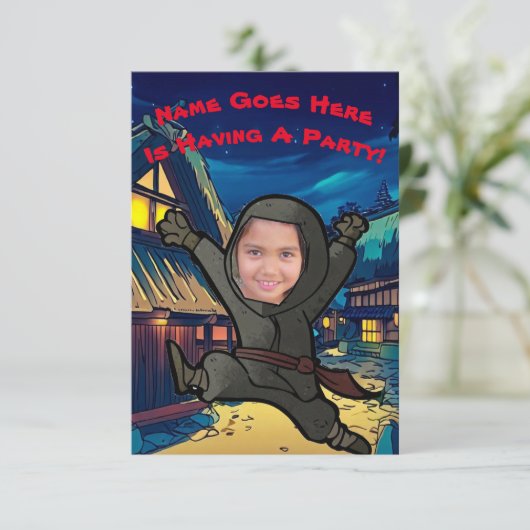 カスタマイズ可能なフォト忍者パーティの招待状 招待状 (スタンド正面)