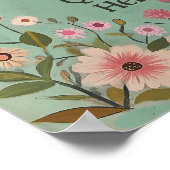 カスタマイズ可能なフォークアートフラワーポスターティール（緑がかった色） ポスター (角)