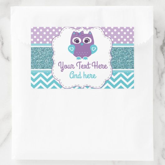 カスタマイズ可能なフクロージャーラベルパープルティール（緑がかった色） 長方形シール (バッグ)