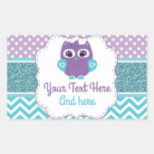 カスタマイズ可能なフクロージャーラベルパープルティール（緑がかった色） 長方形シール (正面)