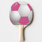 カスタマイズ可能なフットボールのサッカーボールのピンクおよび白 卓球ラケット (裏面)
