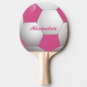 カスタマイズ可能なフットボールのサッカーボールのピンクおよび白 卓球ラケット (正面)