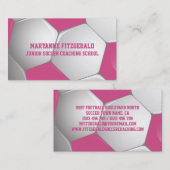 カスタマイズ可能なフットボールのサッカーボールのピンクおよび白 名刺 (正面/裏面)