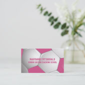 カスタマイズ可能なフットボールのサッカーボールのピンクおよび白 名刺 (スタンド正面)