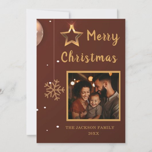 カスタマイズ可能なフラットメリークリスマスホリデーカード シーズンカード (正面)