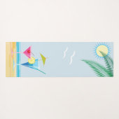 カスタマイズ可能なフラミンゴとカクテルをビーチ ヨガマット (裏面(横))