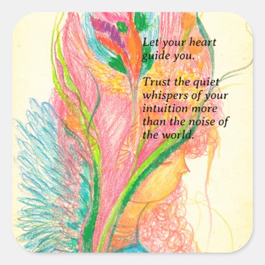 カスタマイズ可能なフラワーエンジェルステッカー スクエアシール (正面)