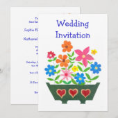 カスタマイズ可能なフラワーパワー結婚式招待状 招待状 (正面/裏面)