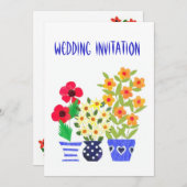 カスタマイズ可能なフラワーパワー結婚式招待状 招待状 (正面/裏面)