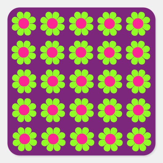 カスタマイズ可能なフラワーパワー スクエアシール (正面)