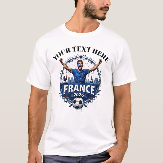 カスタマイズ可能なフランスサッカー代表サポーター Tシャツ (正面)