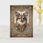 カスタマイズ可能なフレーム誕生日カードチワワ カード (黄色い花)