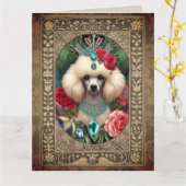 カスタマイズ可能なフレーム誕生日カードプードル カード (黄色い花)