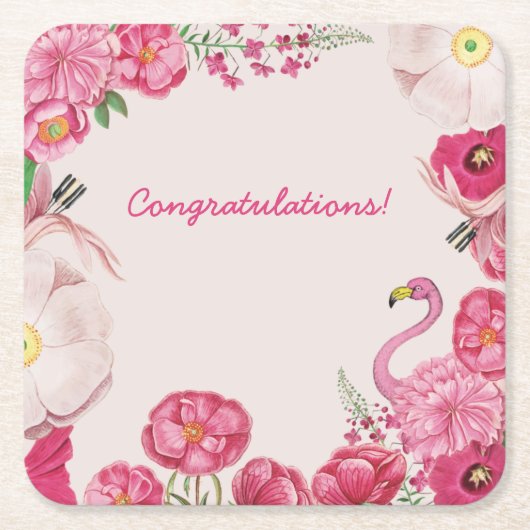 カスタマイズ可能なフローライベント スクエアペーパーコースター (正面)