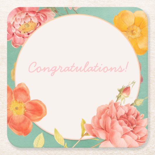 カスタマイズ可能なフローライベント スクエアペーパーコースター (正面)