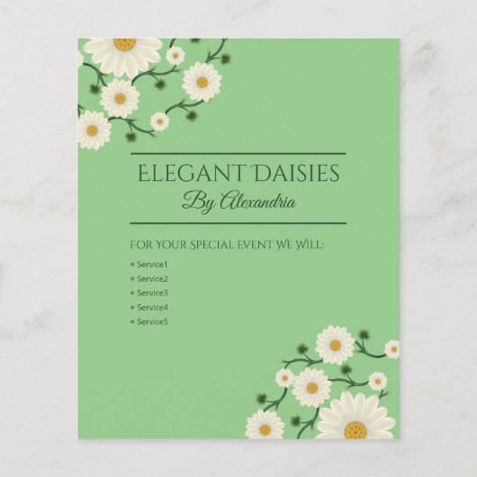 カスタマイズ可能なフローラデイジーイベントプランナー チラシ (裏面)