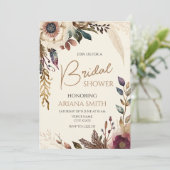 カスタマイズ可能なフローラブライダルシャワーカード 招待状 (スタンド正面)