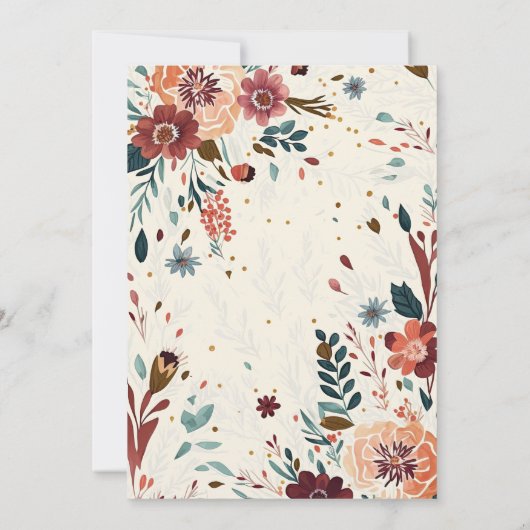 カスタマイズ可能なフローラブライダルシャワーカード 招待状 (裏面)