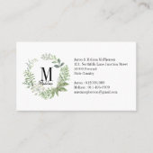 カスタマイズ可能なフローラモノグラムの緑の葉 名刺 (正面)