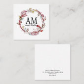 カスタマイズ可能なフローラモノグラムフレーム紅葉 スクエア名刺 (正面/裏面)