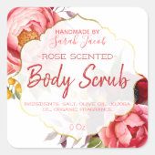 カスタマイズ可能なフローラ体スクラブラベル スクエアシール (正面)