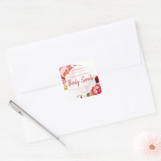 カスタマイズ可能なフローラ体スクラブラベル スクエアシール (封筒)