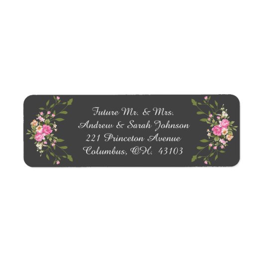 カスタマイズ可能なフローラ差出人住所ラベル ラベル (正面)