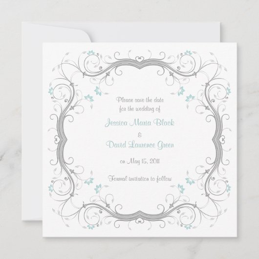 カスタマイズ可能なフローラ日付カードの保存 セーブザデート (正面)