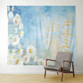 カスタマイズ可能なフローラ水結婚色の背景 タペストリー (インサイチュ(横))