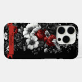 カスタマイズ可能なフローラ白黒赤いモチーフ Case-Mate iPhoneケース (裏面 (横))
