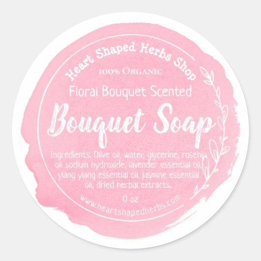 カスタマイズ可能なフローラ石けんラベル手作りビジネス ラウンドシール (正面)